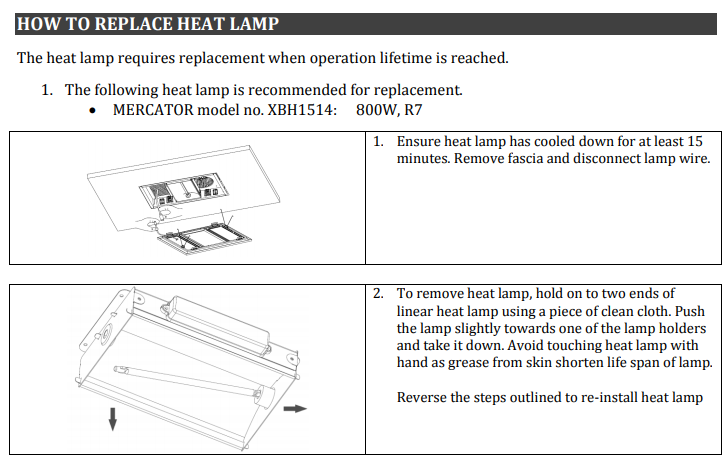 Domino Bathroom Heater Replacment Lamp Instructions