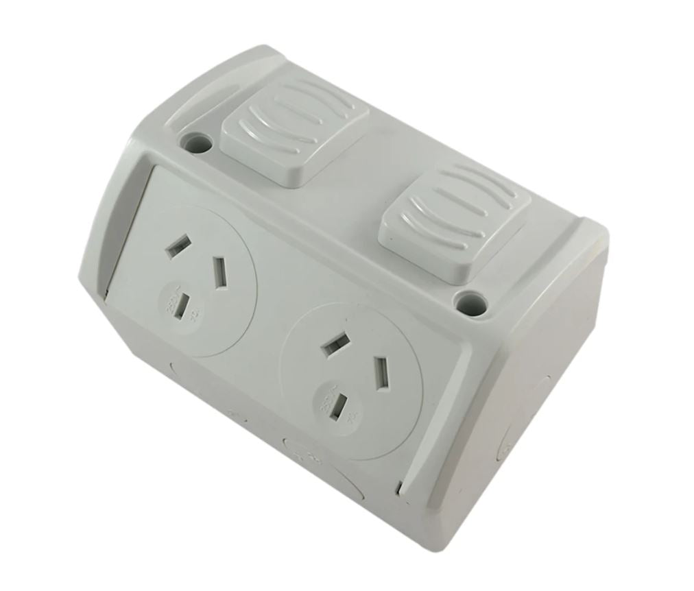 DOUBLE WEATHERPROOF GPO 10A IP53 - DXWP2/GR