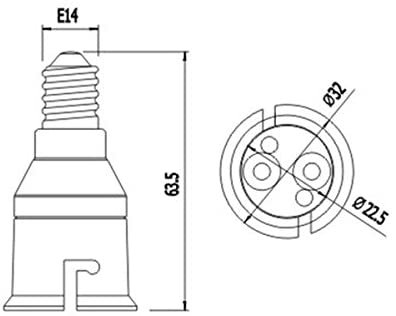 E14 to B22 Adapter, E14 Lamp Base (Male Part) to B22 Lamp Holder (Female Part) Converter - ELE-E14-B22