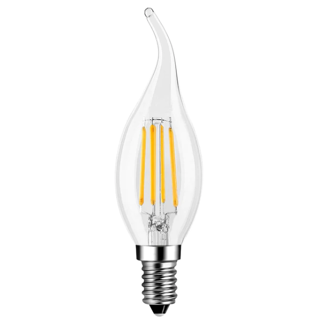 C35 VINTAGE STYLE DIMMABLE E14 4W LED FILAMENT FLAME TIP CANDLE LIGHT BULB