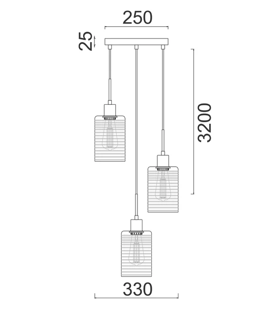 ESPEJO1 Oblong Glass with Line Effect Pendant Lights ESPEJO2X3R