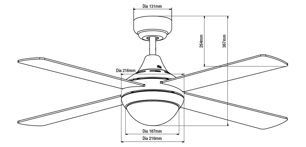 Four Seasons Link 1220mm 4 Blade Ceiling Fan & Light 2 x E27 White - FSL1244W