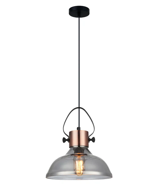 PENDANT ES 60W Copper Plate with smoked Glass FUMOSO3 Cla Lighting