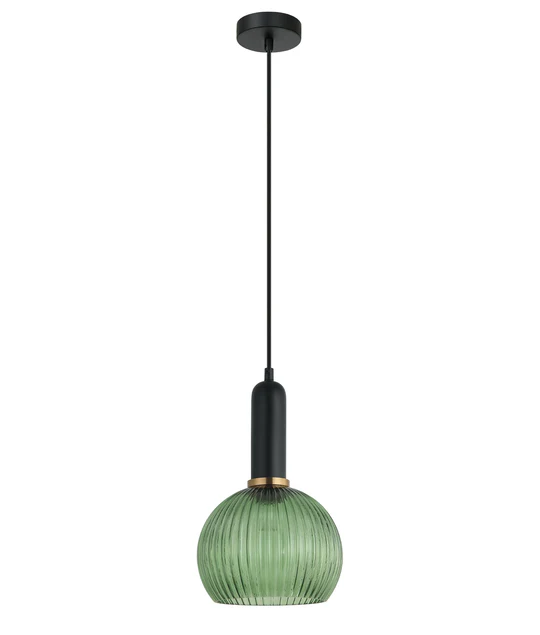 VINTAJ Green Wine Glass Shape Ribbed Glass Pendant Lights VINTAJ2
