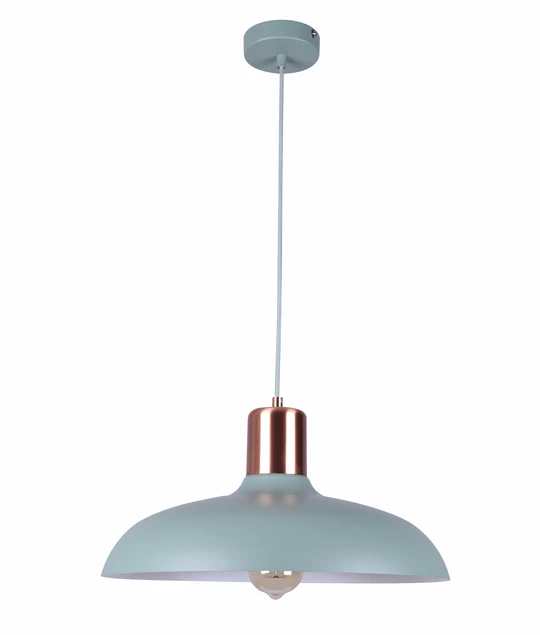 PENDANT ES 40W HAL Matte Green DOME with Copper Lampholder Cover PASTEL12A Cla Lighting