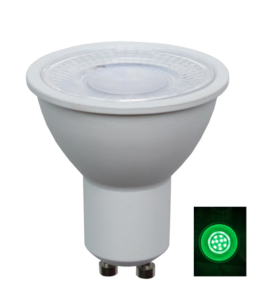 GLOBE LED AC (White) GU10 5W GREEN OD70 (50 Lumens) L56mm OD50mm WTY 2YR
