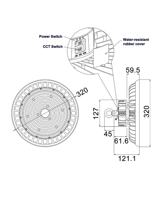HIBTRI LED Power Switchable Tri-CCT High Bay HIBTRI1