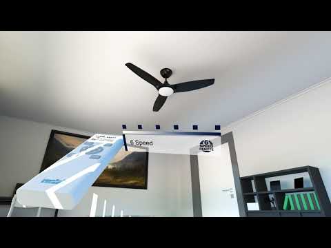 Skyfan Ceiling Fan DC Motor, CCT LED Light & Remote by Ventair 60″ in Black with Teak