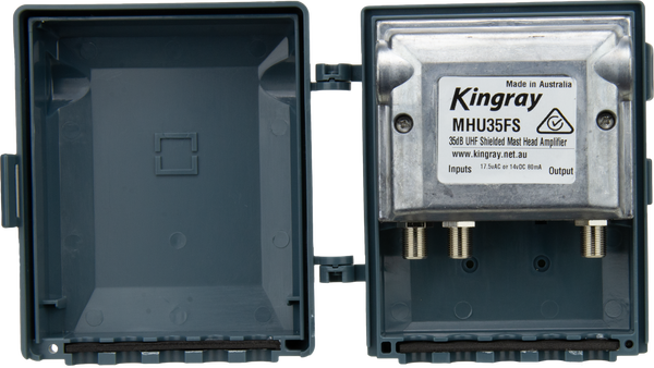 Kingray MHU35FS 35dB UHF Masthead Amplifier, Fully Shielded, Separate or Combined Input with LTE Filter