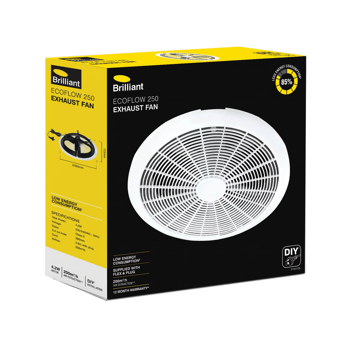 ECO FLOW 250 ENERGY SAVING EXHAUST FAN - 21357/05