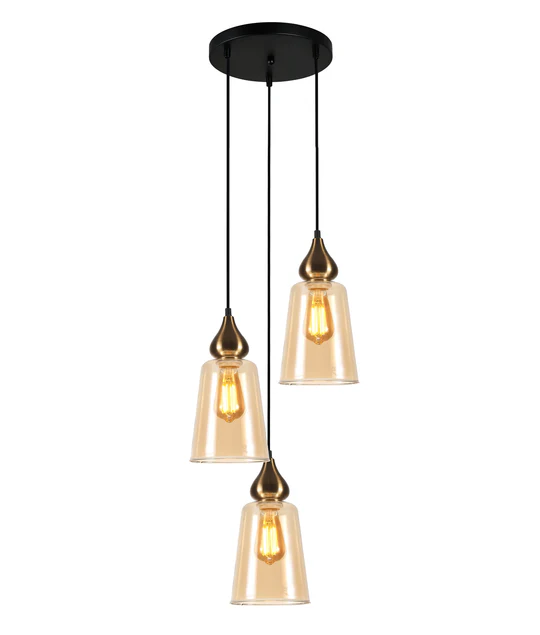 JEREZ Modern Ellipse Glass Flat Top 3 Pendant Lights Round JEREZ1X3R