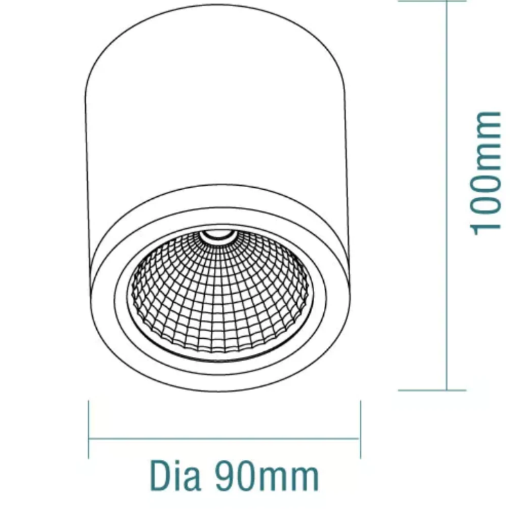 Kobi 10W Tricolour LED Surface Mounted Downlight Black - TLKD34510MD