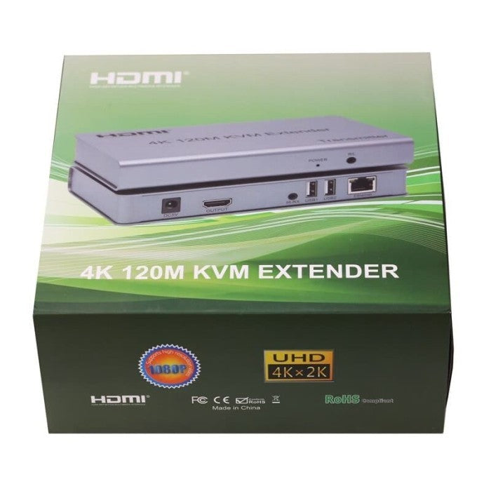 KVM Extender USB IR 4K HDMI over Ethernet up to 120m emitter and receiver
