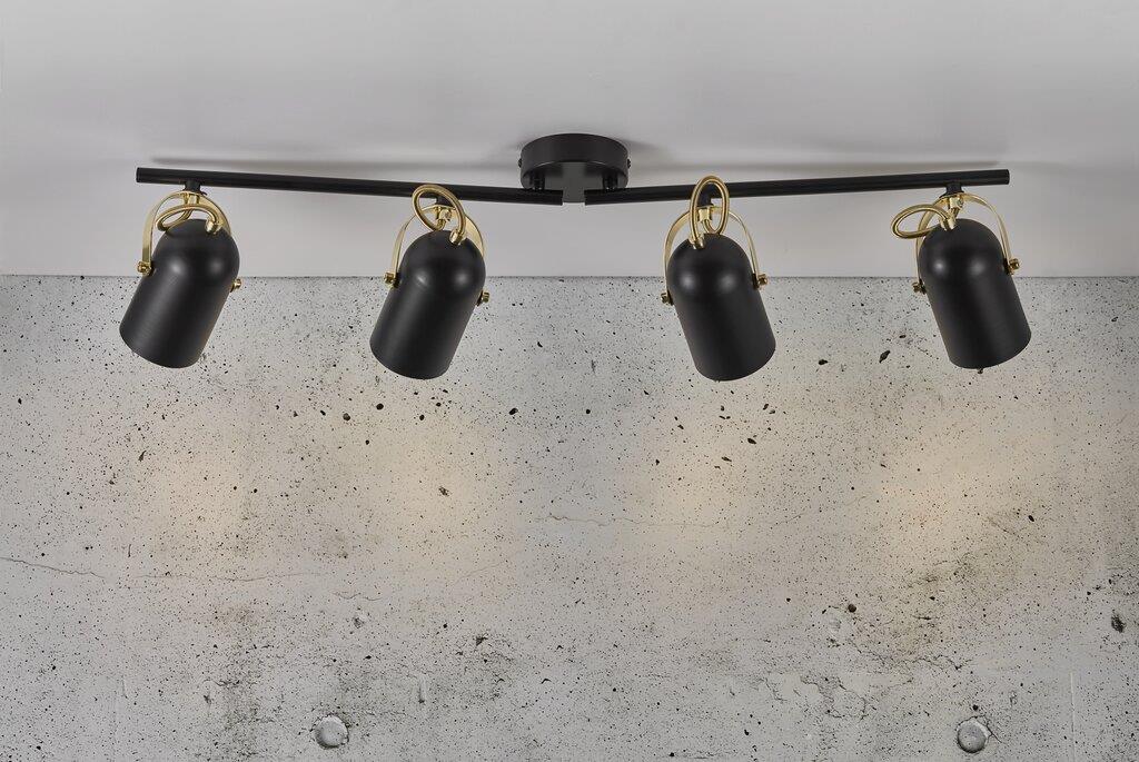 Lotus 4 light Spot bar Metal, Plastic Black/Brass - 50130103