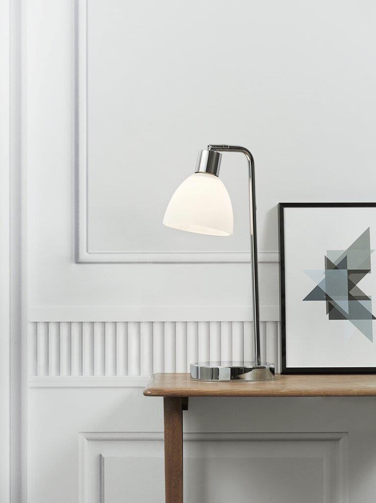 Ray Table Metal, Glass Chrome, Opal - 63201033