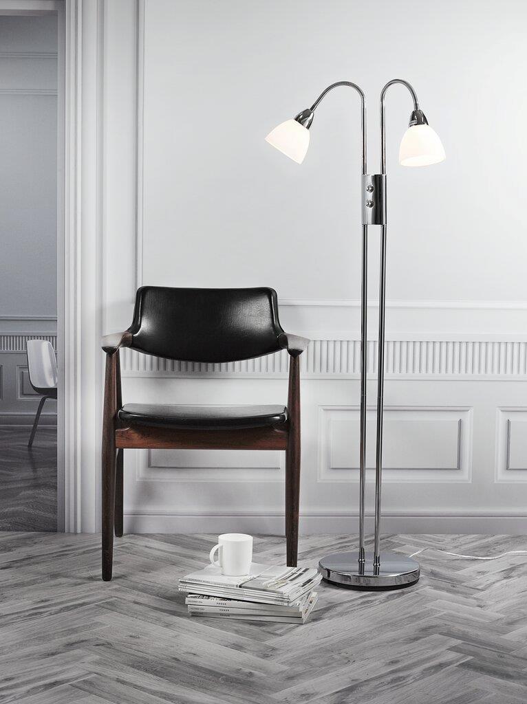 Ray Dim Floor Metal, Glass Chrome, White - 72224033