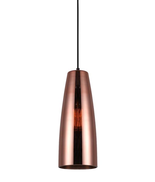 PENDANT ES 72W Copper coloured Glass with Silver Internal Flat Top Ellipse WTY LAMINA1 CLA Lighting