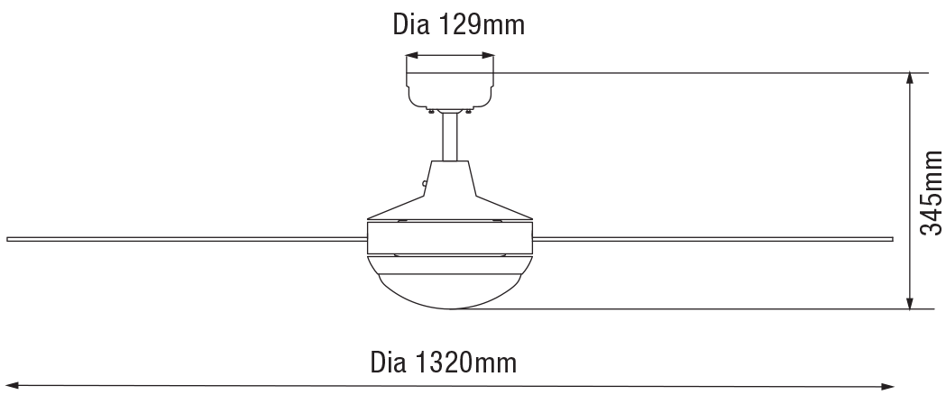 Lifestyle 1320mm 4 Blade Ceiling Fan with Light 2 x E27 Brushed Aluminium - DLS1344B