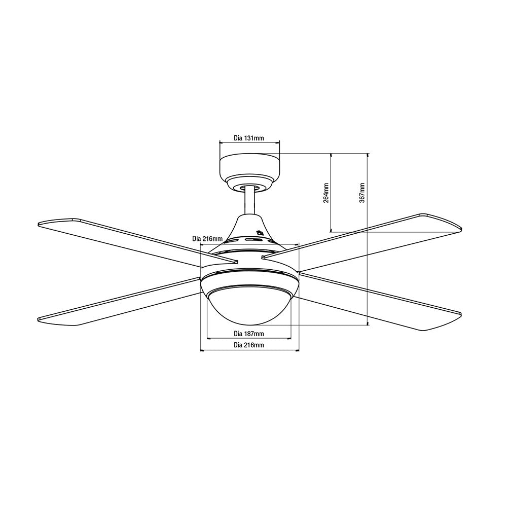 Four Seasons Link 48" 4 Blade Remote Control Ceiling Fan & Light 2 x E27 White - FSL1244WR