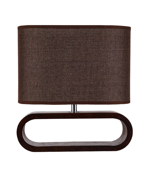 CLA LIGHTING TABLE LAMP ES 40W DARK WOOD/BROWN CLOTH SHADE H330mm x 300mm LOTUS2