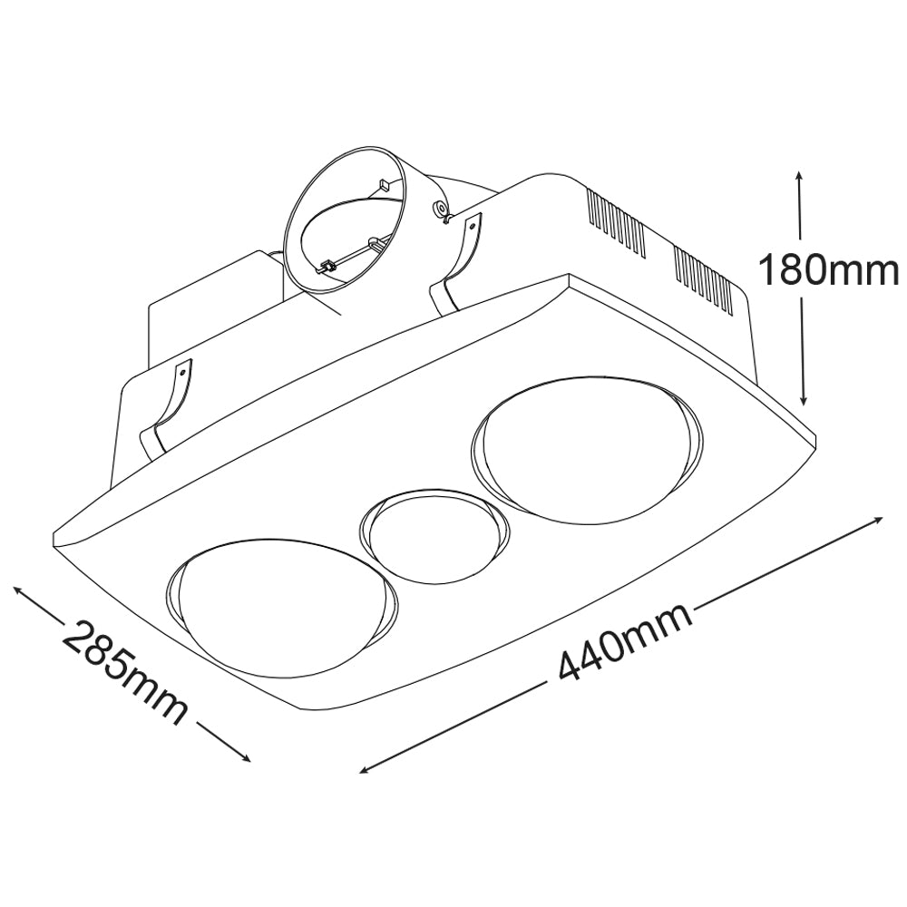 White Martec Contour 2 Bathroom 3 In 1 Exhaust Fan With Light
