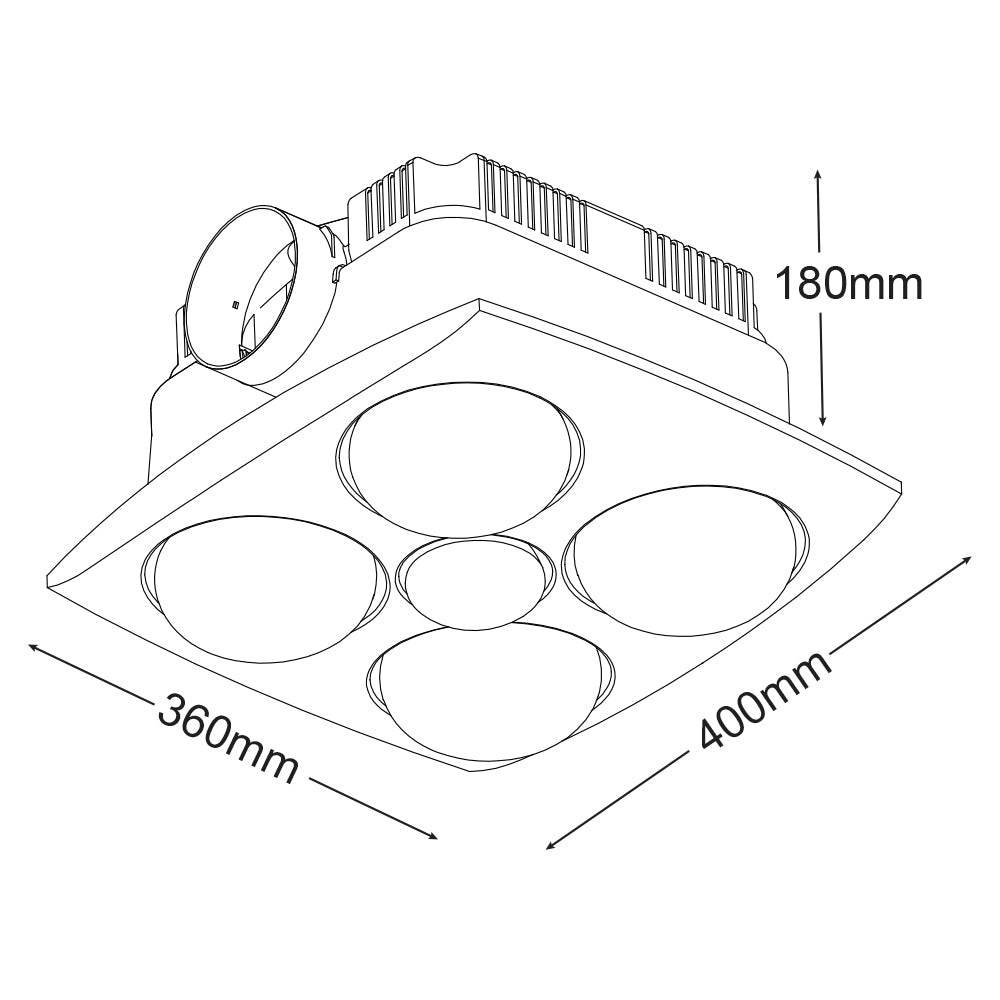 Contour 4 Heat 3 in 1 Bathroom Heater Fan with 13w CFL Light White