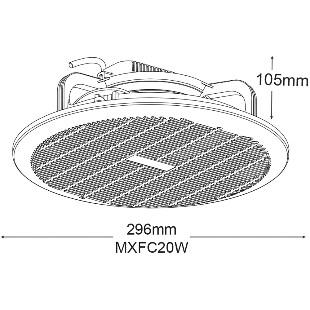 MARTEC CORE ROUND 200MM CEILING EXHAUST FAN - KITCHEN BATHROOM - WHITE - MXFC20W