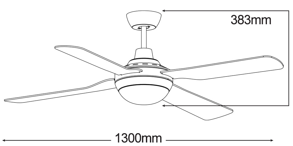 Discovery II 52" 4 Blade ABS Ceiling Fan with 15w CCT LED Light Matt Black MDF1343M