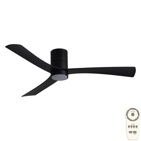 MMDC1333MMR, Black Martec Metro 52", DC Low Profile Ceiling Fan with 15W CCT Dimmable Light and Remote