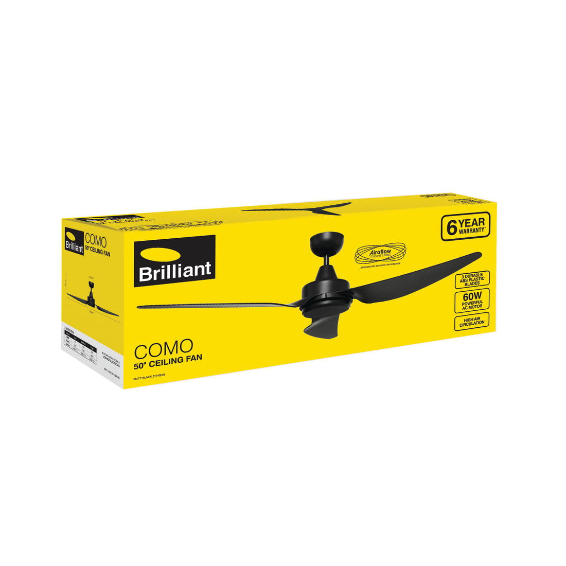 COMO 50" CEILING FAN 3 ABS BLADE - BLACK - 21345/06