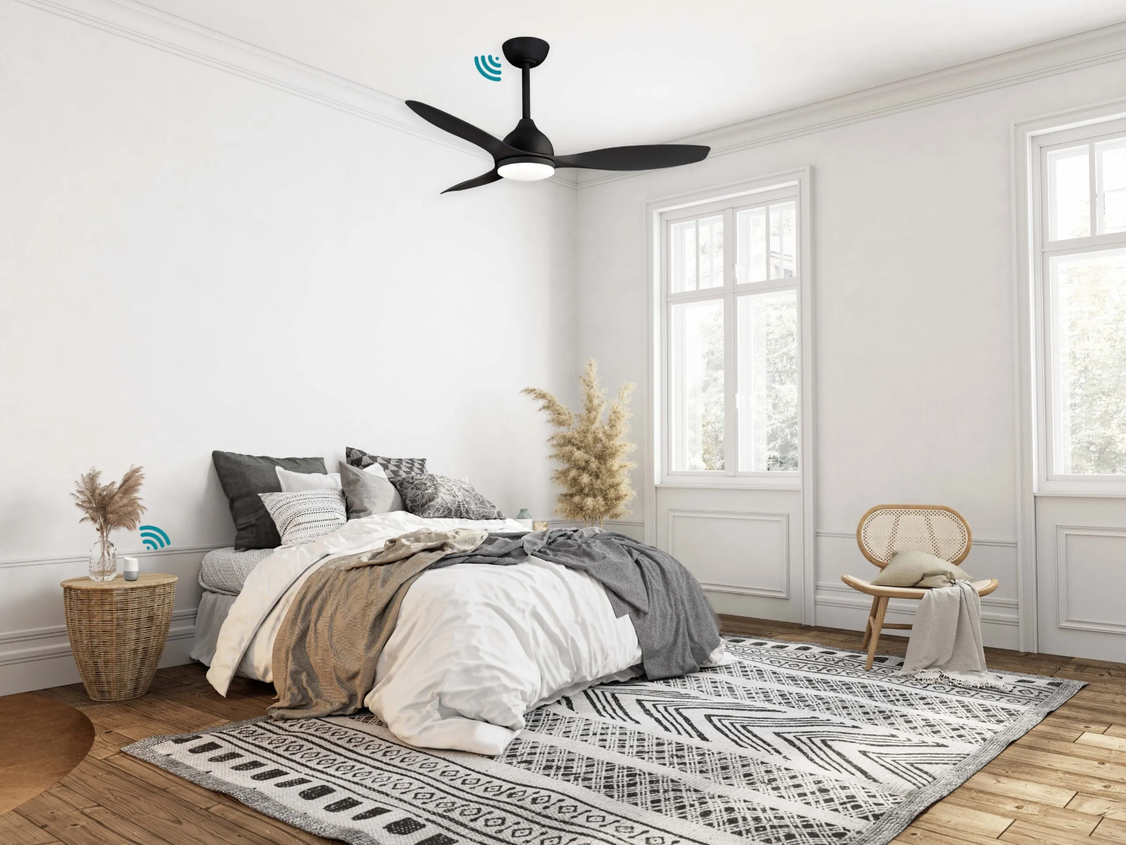 Elite DC 48" Smart WIFI Ceiling Fan Only Matt White MEDC123W