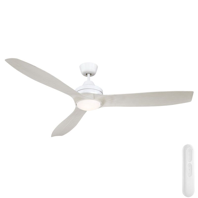 Mercator Lora DC Ceiling Fan with CCT LED Light - White and Pale Timber 60" - FC1128143WH