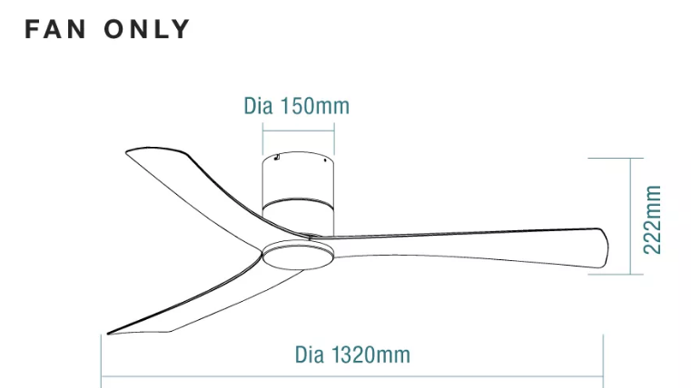 Metro Close to Ceiling 3 ABS Blade 1320mm Hugger DC Remote Control Ceiling Fan In White/Oak