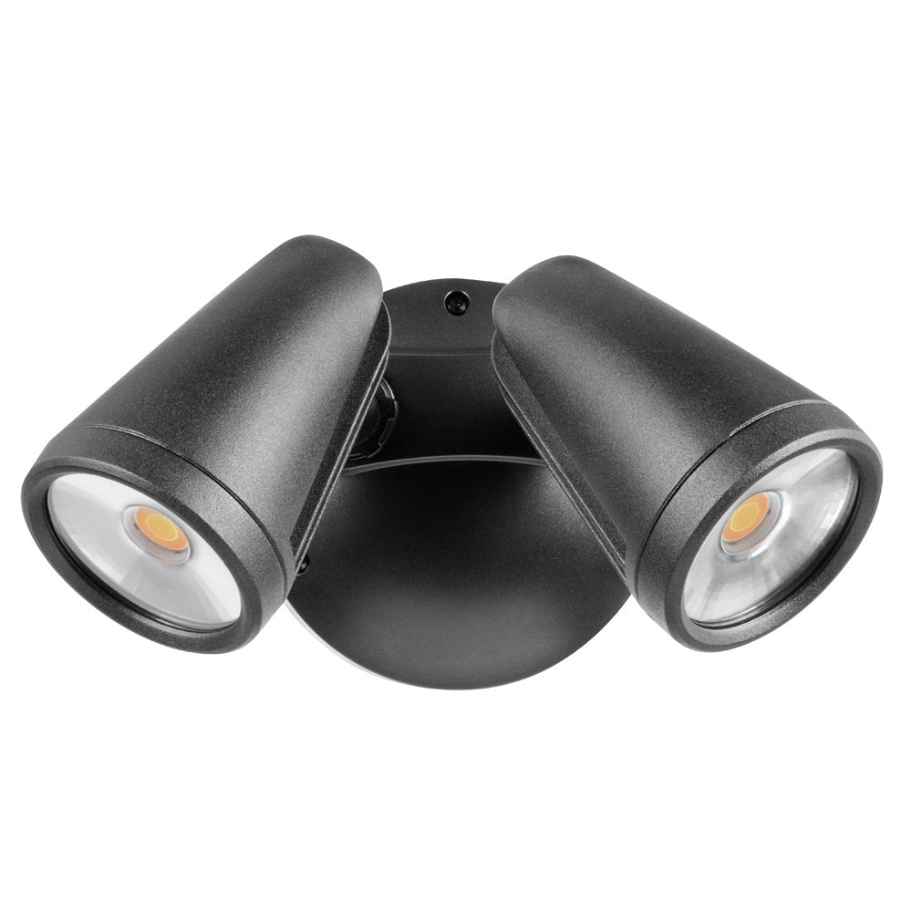 Fortress PRO LED Flood Light Outdoor IP65 Double Spot 2 x 18w Tricolour Matt Black - MLXFP3452M