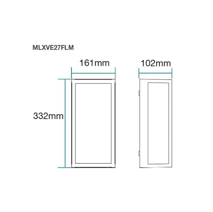 Vancouver E27 Flush Wall Exterior Large Matt Black - MLXVE27FLM
