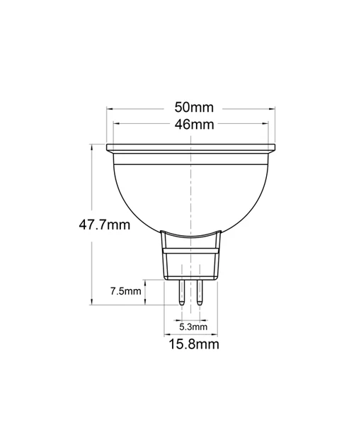 GLOBE LED 12V AC/DC (White) MR16 6W 3000K 38D L47.7mm (480 Lumens) WTY 1YR MR1601A