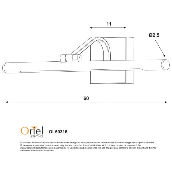 KINDEN CTS LED PICTURE LIGHT SATIN BRASS OL50316SB