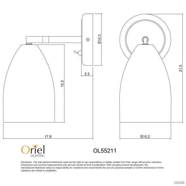 SALEM ADJUSTABLE WALL LIGHT BLACK w/SWITCH - OL55211BK