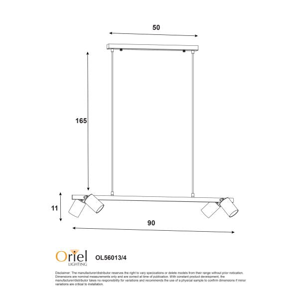 BRIDGE 4 LIGHT GU10 PENDANT BLACK/SATIN BRASS OL56013/4SB