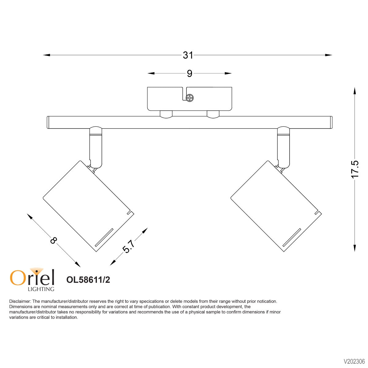 BARIL 2 LIGHT GU10 SPOT MATT WHITE - OL58611/2WH
