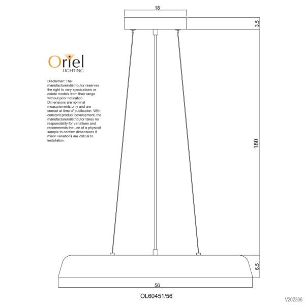 MADISON.56 CCT LED BLACK SINGLE PENDANT - OL60451/56BK