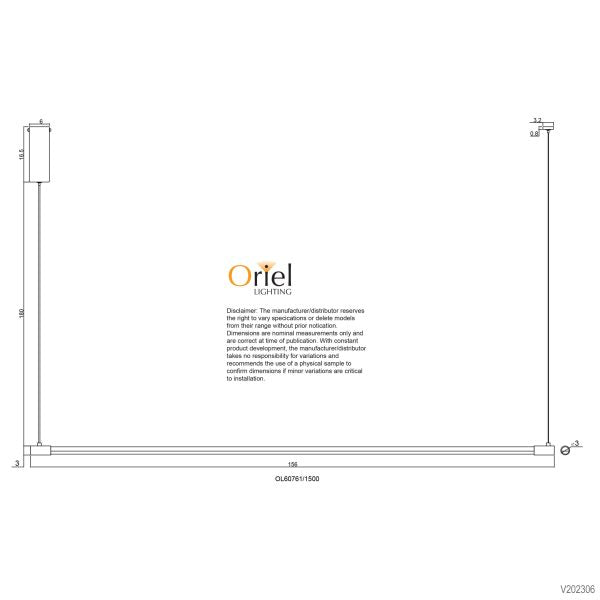 EDGE.1500 LED PENDANT 4000K BLACK - OL60761/1500BK
