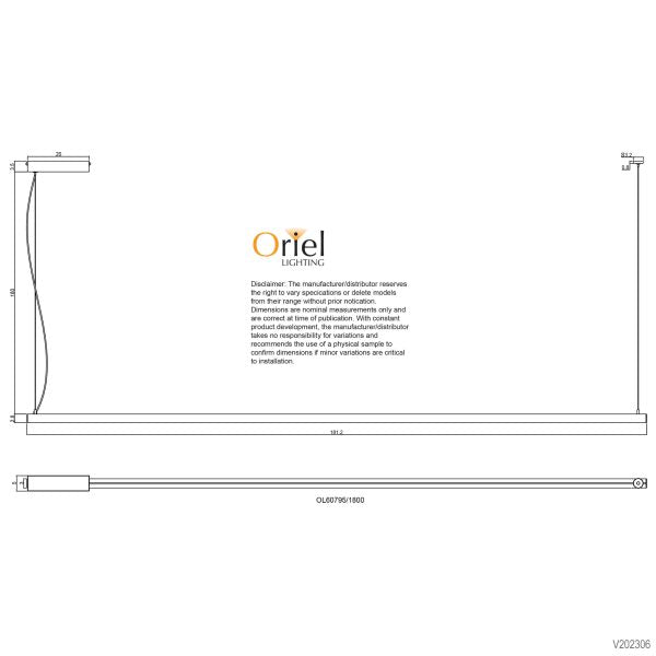 SHARD.1800 LED PENDANT BLACK - OL60795/1800BK