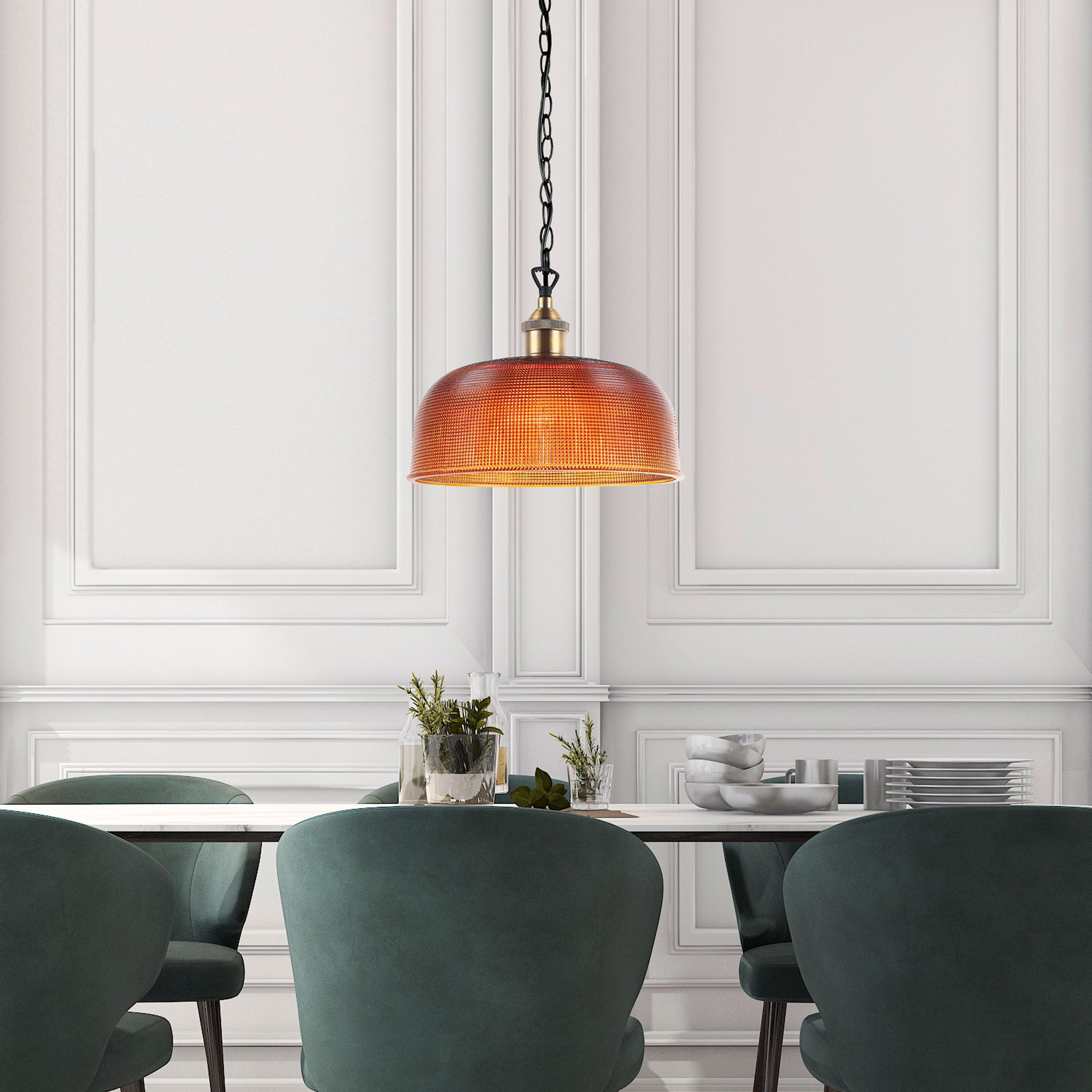 MAISON.27 AMBER HALOPHANE GLASS PENDANT - OL62255/27AM
