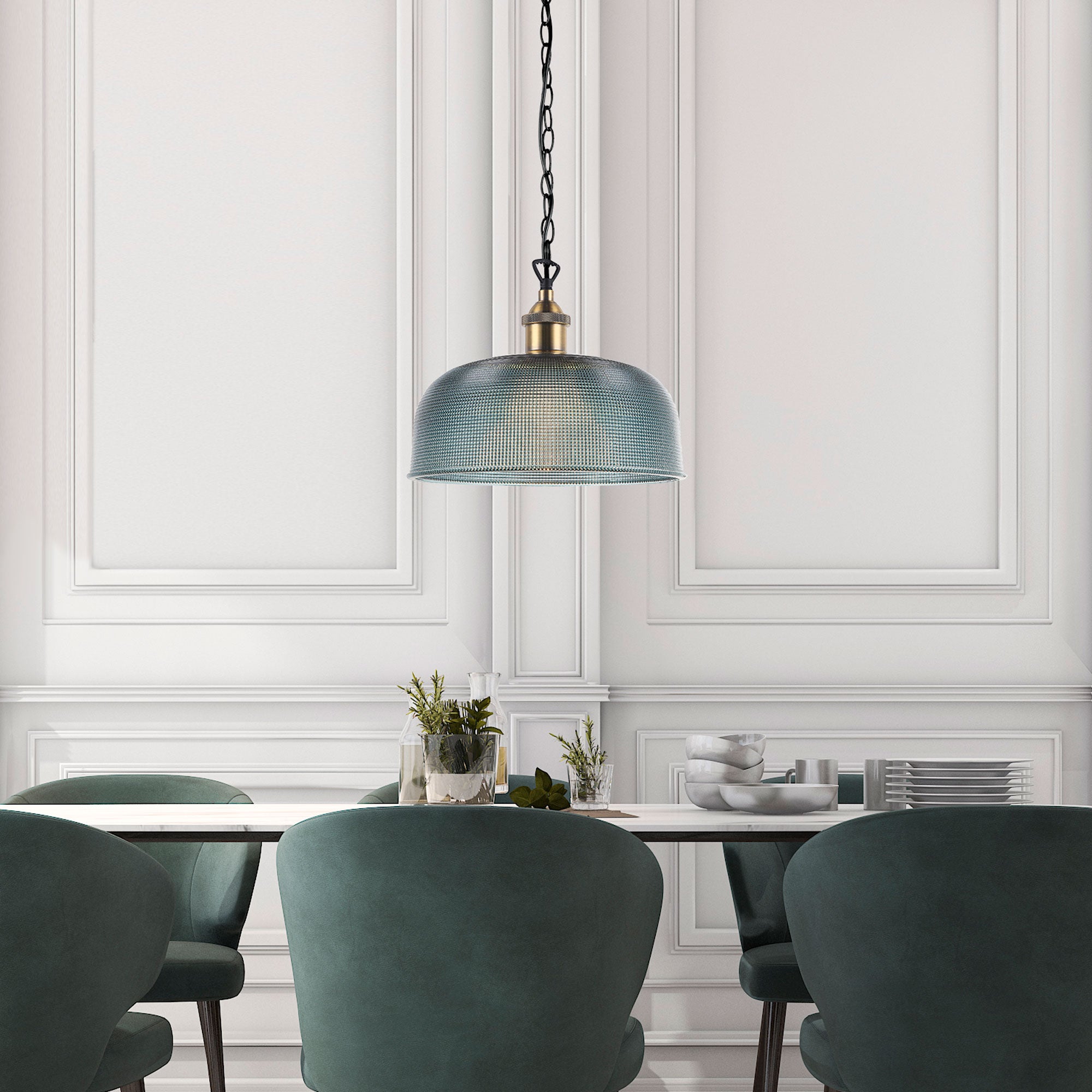 MAISON.27 BLUE HALOPHANE GLASS PENDANT - OL62255/27BL