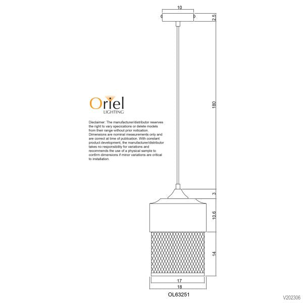 CHESTER.18 SINGLE MESH PENDANT BLACK - OL63251BK