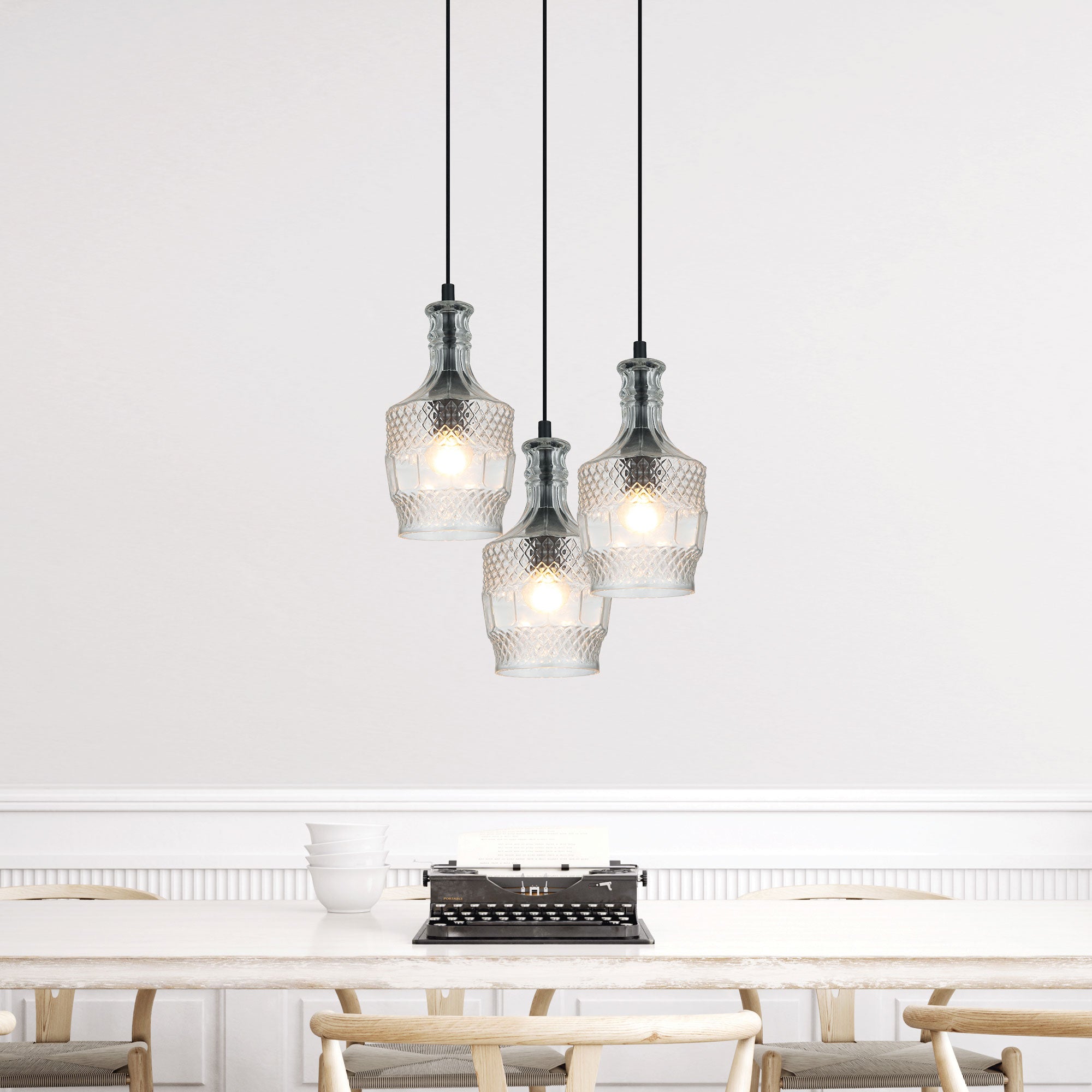 DECANT 3 Retro Vintage Cut Glass Pendant - OL63503CL