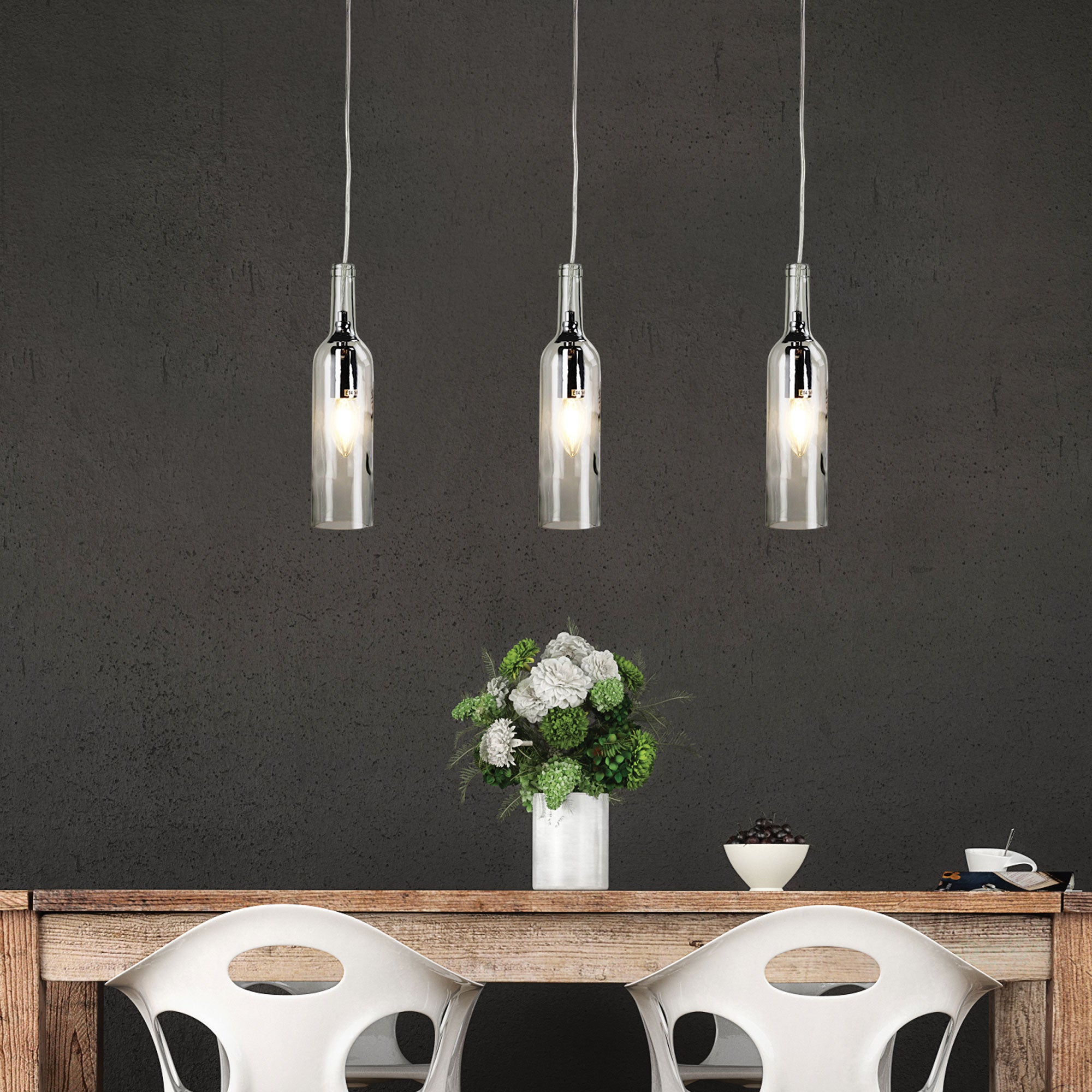 VIN Wine Bottle Clear Glass Pendant E14 - OL63506CL