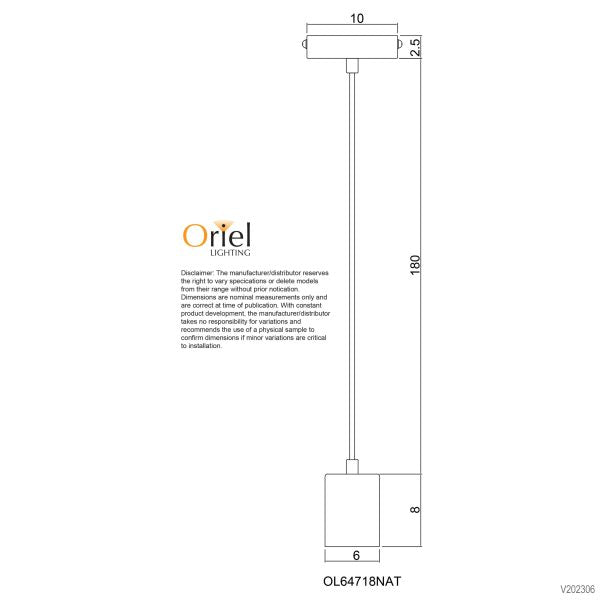 PLUG SINGLE TIMBER PENDANT OL64718NAT