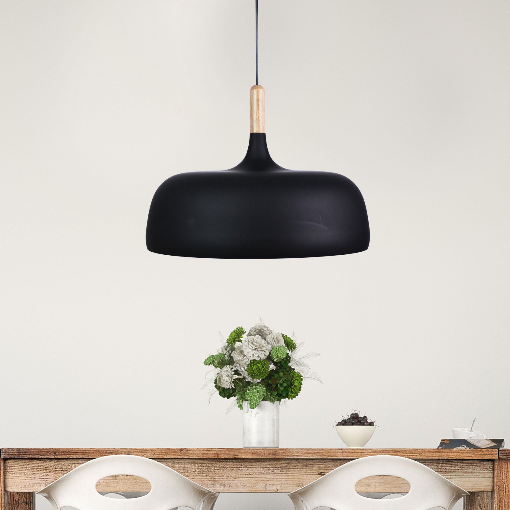 MALT.48 Black Urban Retro Industrial Style Pendant - OL64848BK